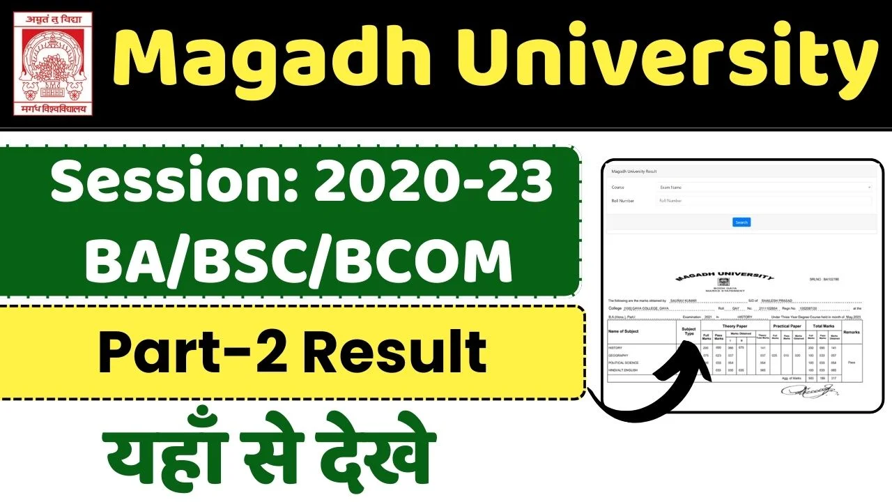 Magadh University Part 2 Result 2020-23 घोषित Link, Check करें