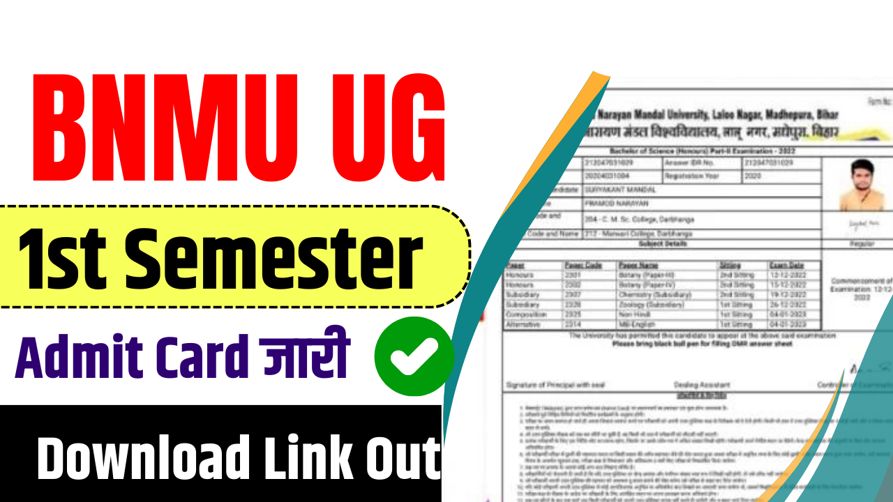 BNMU UG 1st Semester Admit Card 2023-27 Download Link जारी