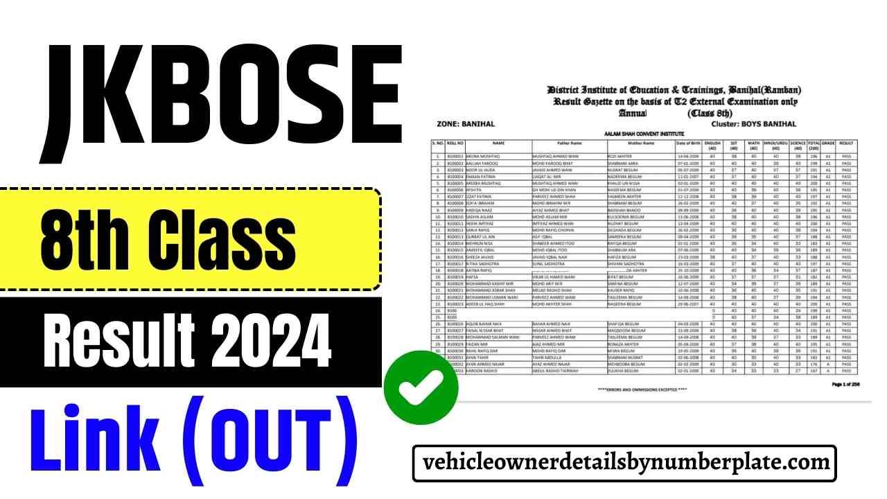 JKBOSE 8th Class Result 2024 (Out) DIET JK Board Class 8 Merit List District Wise @ www.jkbose.ac.in