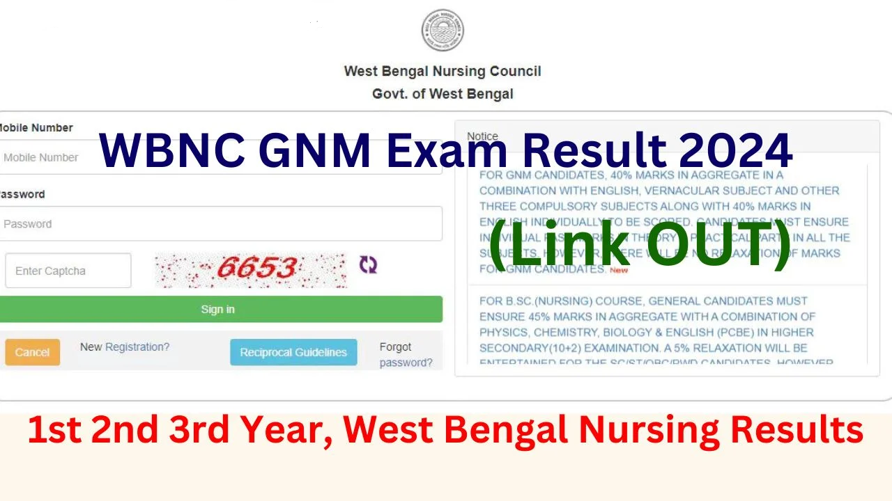 WBNC Result 2024 Link (Out), WB ANM GNM 1st 2nd 3rd Year Result, Marksheet
