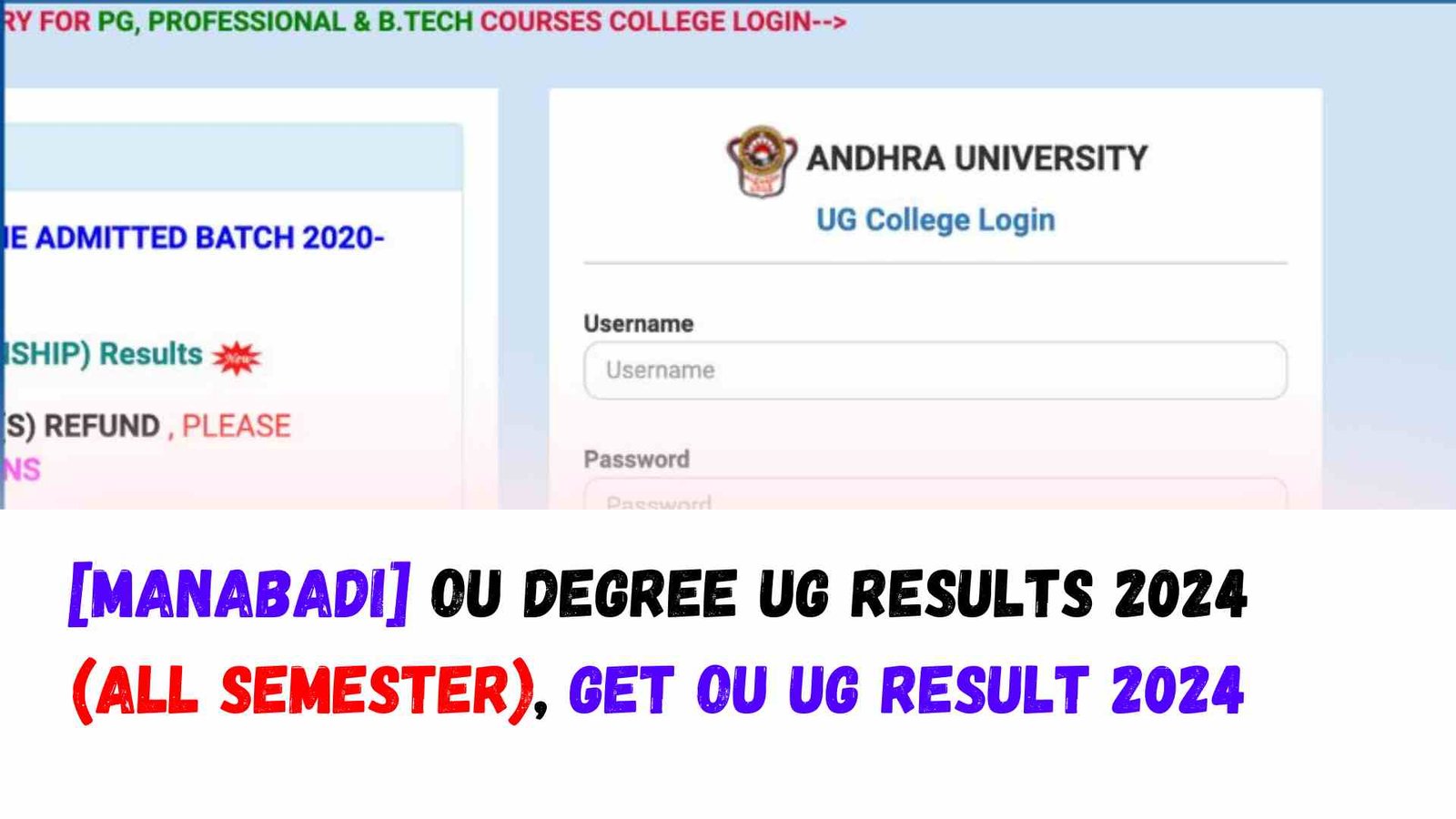 [Manabadi] OU Degree UG Results 2024 (All Semester), Get OU UG Result 2024