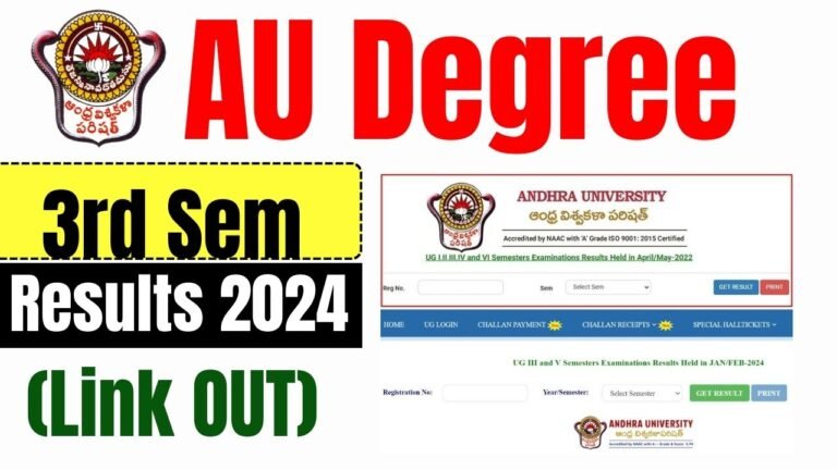 AU Degree 3rd Sem Results 2024 (Link OUT)